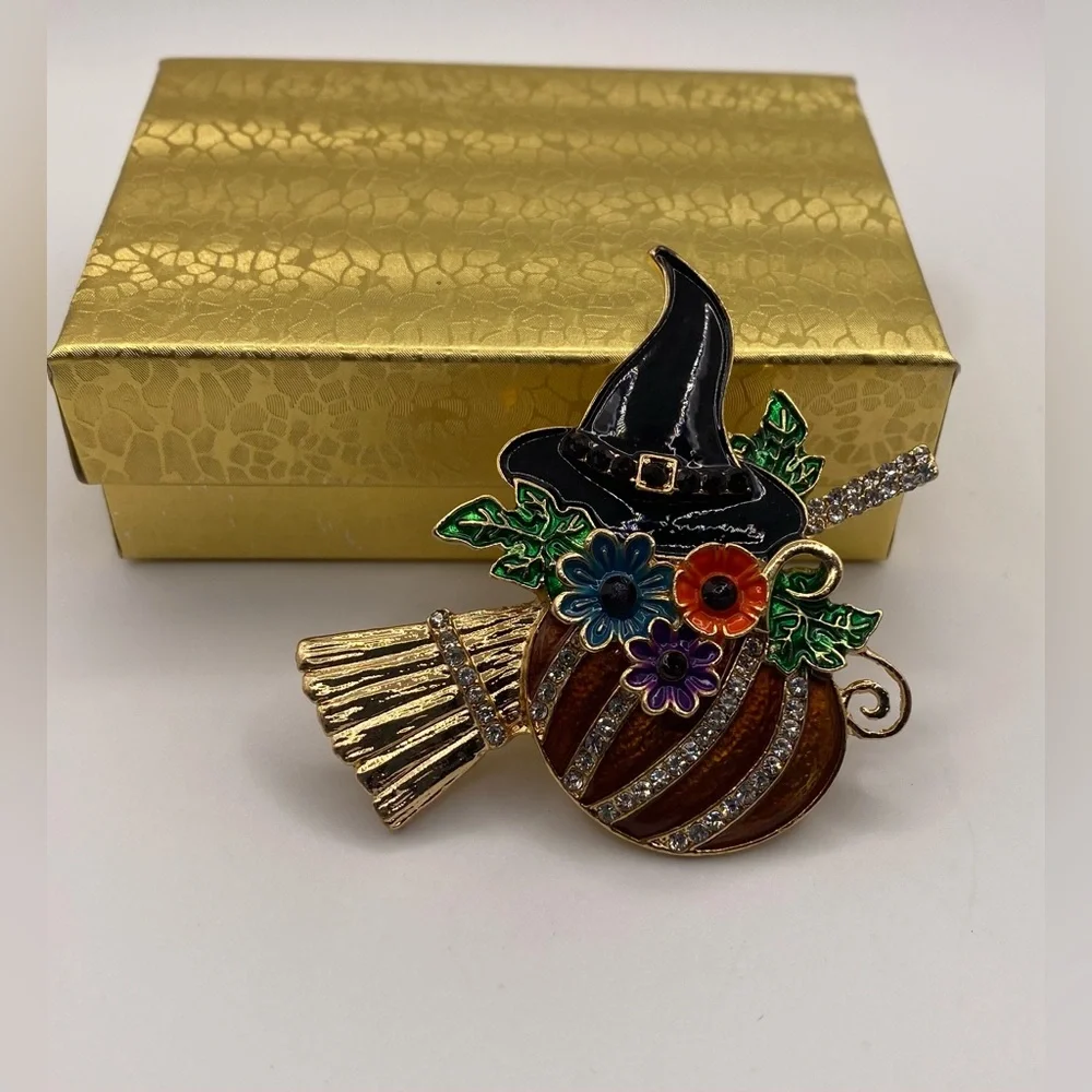 Halloween Witchy Pumpkin Brooch Pin
